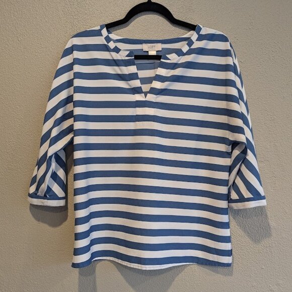 LOFT * Blue & White Striped Blouse * Women’s Size Small - Picture 1 of 3